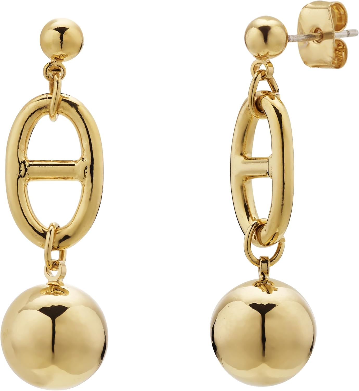 14K Gold Plated S925 Sterling Silver Post Lightweight Drop/Dangle Huggie Stud Earrings for Women | Ball Drop Earrings