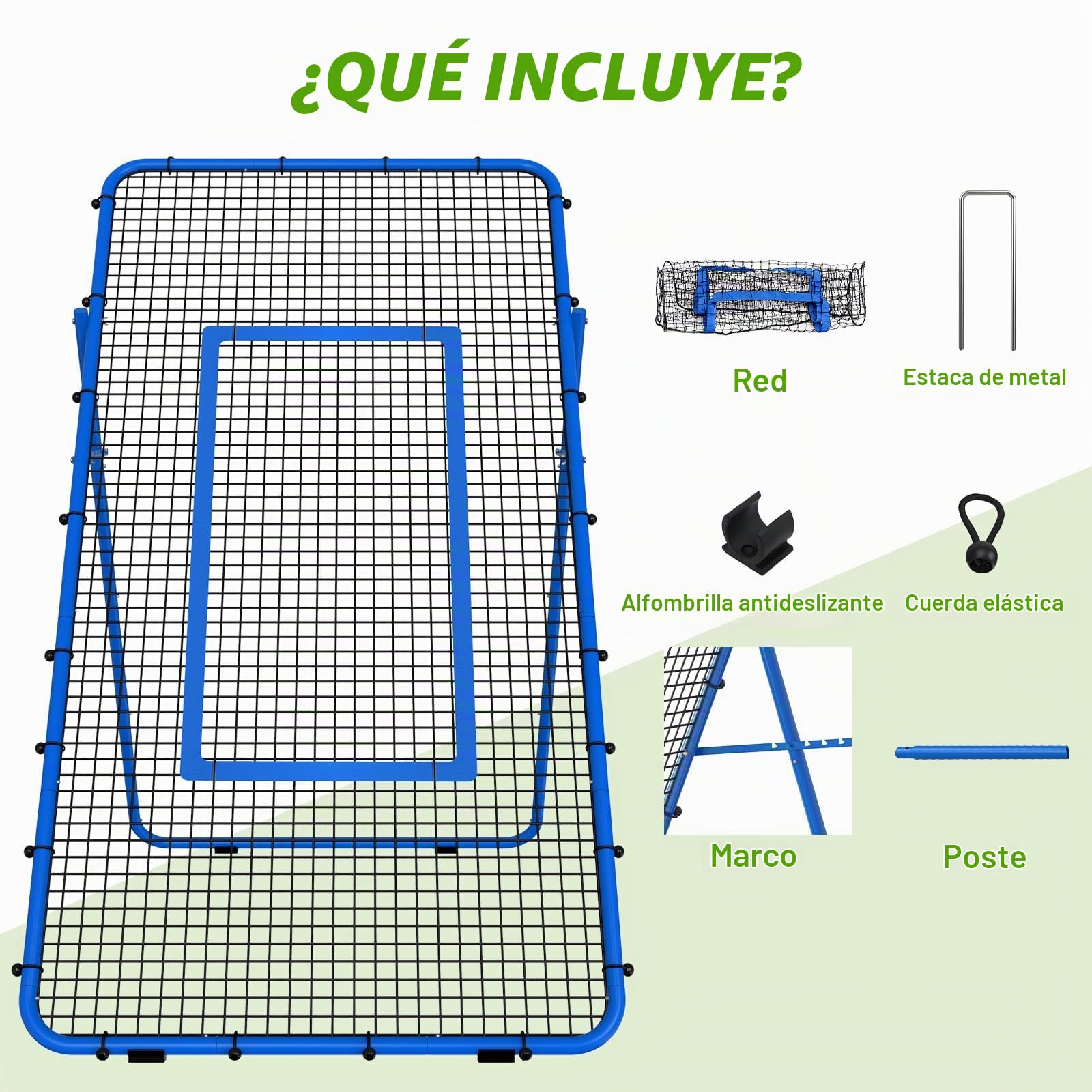 Red de voleibol ajustable para entrenamiento de voleibol con zona de impacto para golpear, servir, pasar, practicar picos, rebote para béisbol, lacrosse, tenis, fútbol, 2,2 x 1,2 m, color azul