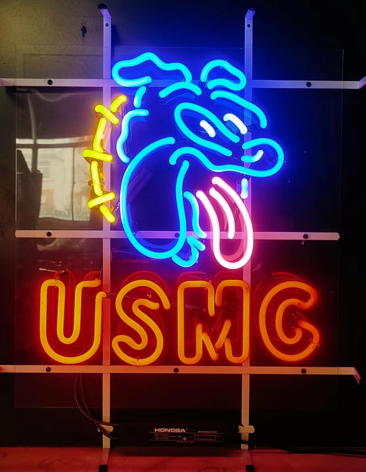 Neon Signs Beer Bar Club Bedroom Cafe Shop Sign Usmc Glass Neon Signs for Office Hotel Pub Cafe Birthday Party Man Cave Neon Light Art Wall Lights 24 X 20 Inches