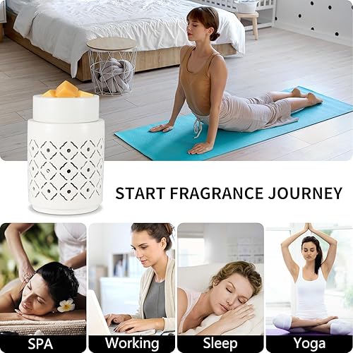 Miniatura 6 de Calentador de cera de cerámica, calentador de cera de velas, luz nocturna, derretidor de cera eléctrico 2 en 1 y calentador de fragancias para