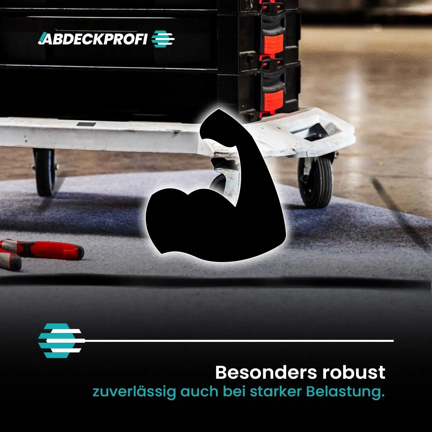 Abdeckvlies Folienseite klebend – 350 g/m² - 1m x 25m (25m²), Renovierungsvlies, Malervlies, Abdeckvlies selbsthaftend, Treppenvlies