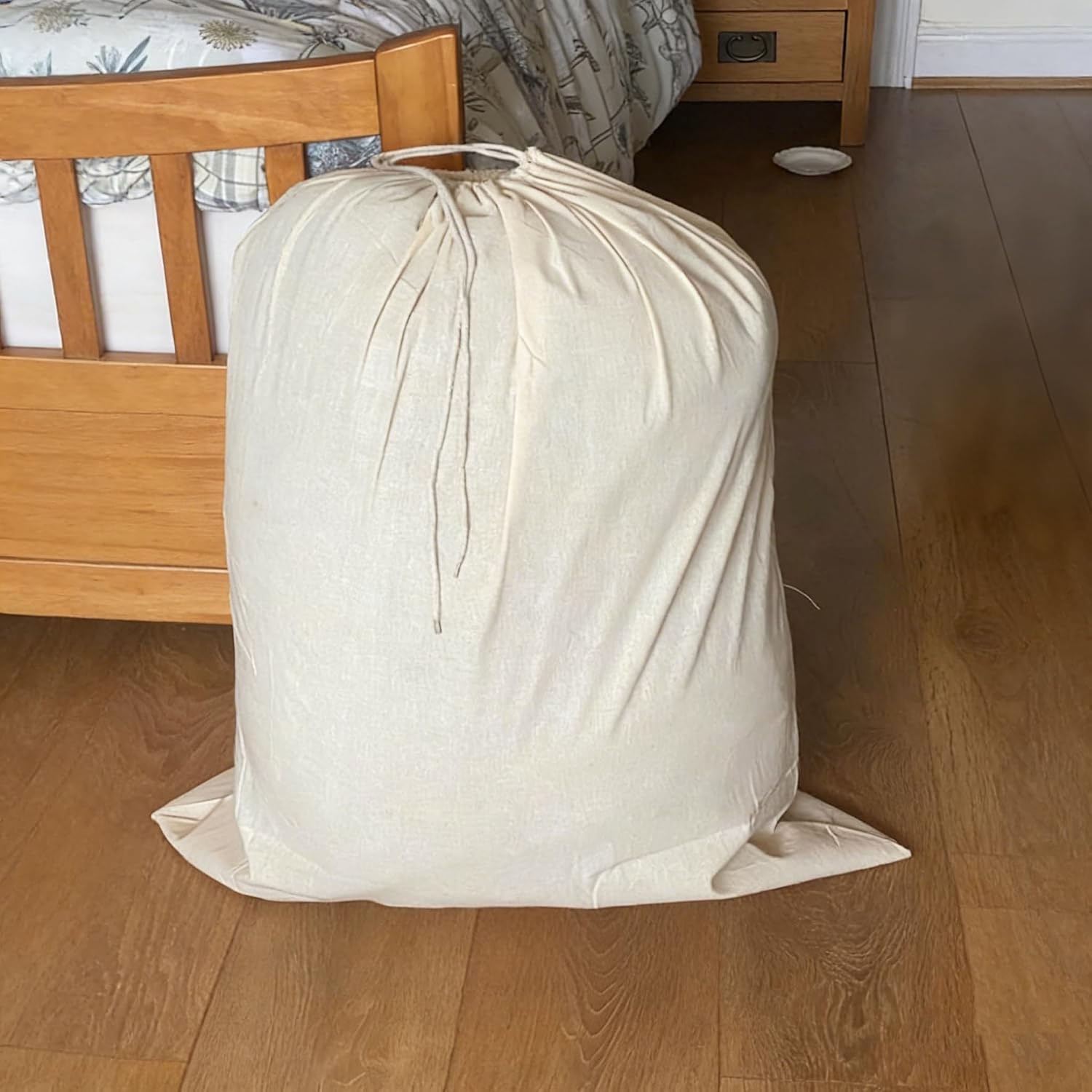 HAKZEON 4 Pack 28x39 Inch Oversized Canvas Laundry Bags, Heavy Duty Drawstring Closure Machine Washable Travel Dirty Clothes Bag, Hamper Liner for College Dorm, Delicate Garment Care
