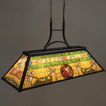 TOCHIC Pool Table Light, 48" Rustic Billiards Light Fixtures 4-Light with Tiffany-Style Shark Shade Farmhouse Chandelier Hanging Over Pool Table Game Room Man Cave Club Dining Room Kitchen Island