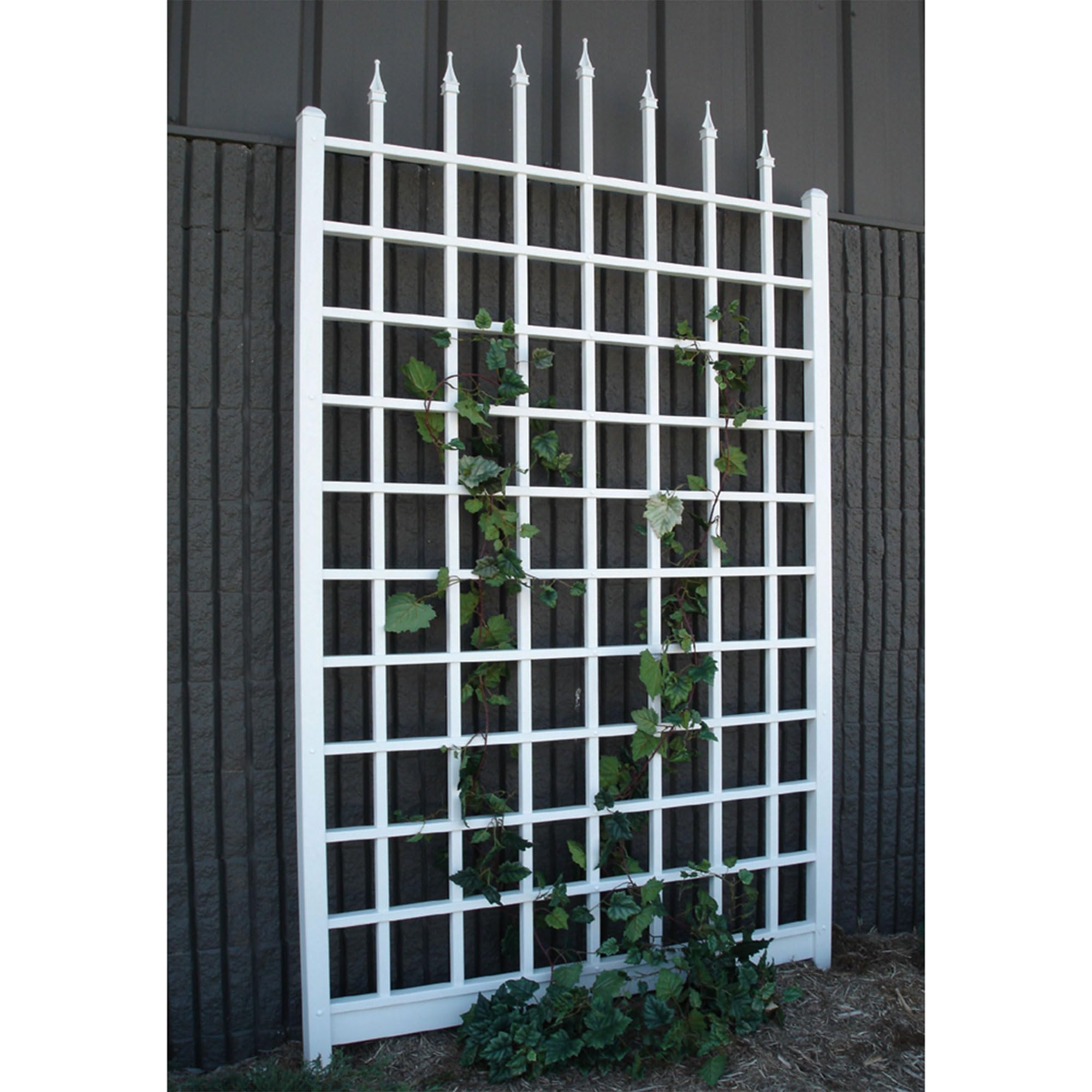 Dura-Trel Winchester Treillis en vinyle, cadre de support pour plantes d'extérieur, 144,8 x 241,3 cm, blanc – Treillis décoratif de style grille pour plantes grimpantes et fleurs, utilisation contre