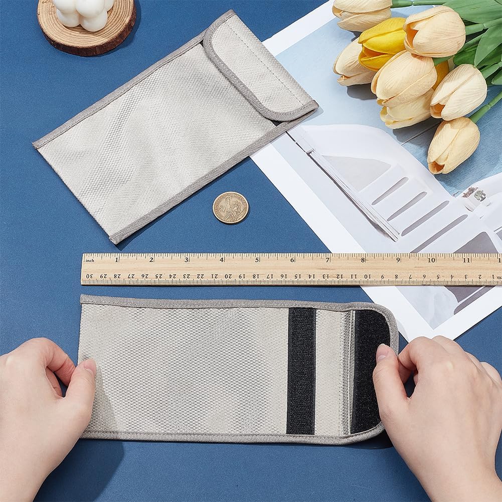 OLYCRAFT 2Pcs Signal Blocking Bag Security Pouch Silver Faraday Bag for Cell Phone Anti-Tracking Anti-Spying Shielding Pouch Anti-Radiation Shield Bags RFID Blocker for Phone Privacy Protection