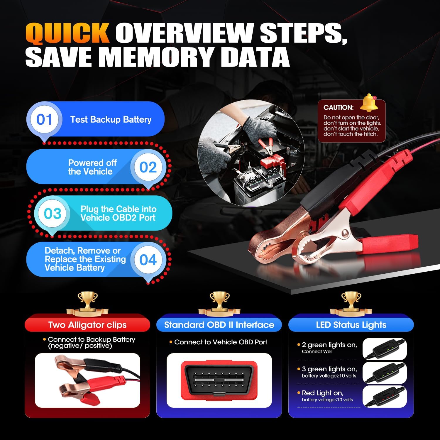 2026 Autel MaxiBAS BTMS OBD2 Car Battery Tester Memory Saver, Preserve Vehicle Data Code Electronic Preset, Maintain Data Surge Protection Attaches to 12 Volt Backup Battery, Provide Power to Vehicle