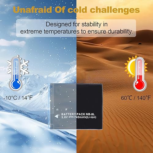 Miniatura 8 de Moilaom NB-8L NB8L - Batería de repuesto (iones de litio, 3.6V, 740mAh) de alta capacidad, para Canon PowerShot A220, A3000, A3100, A3300 es digital