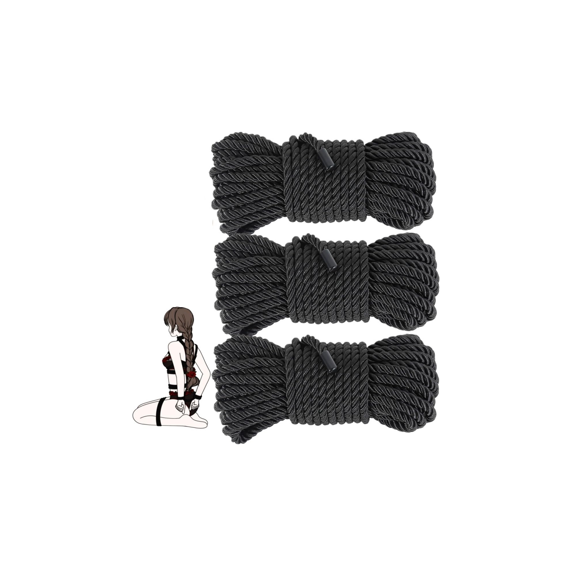 BDSM Bondage Rope Sex Restraints Adult Toys SM Starter Set for Women Men Couples 32 Feet/10m, 3 Pack (Black)