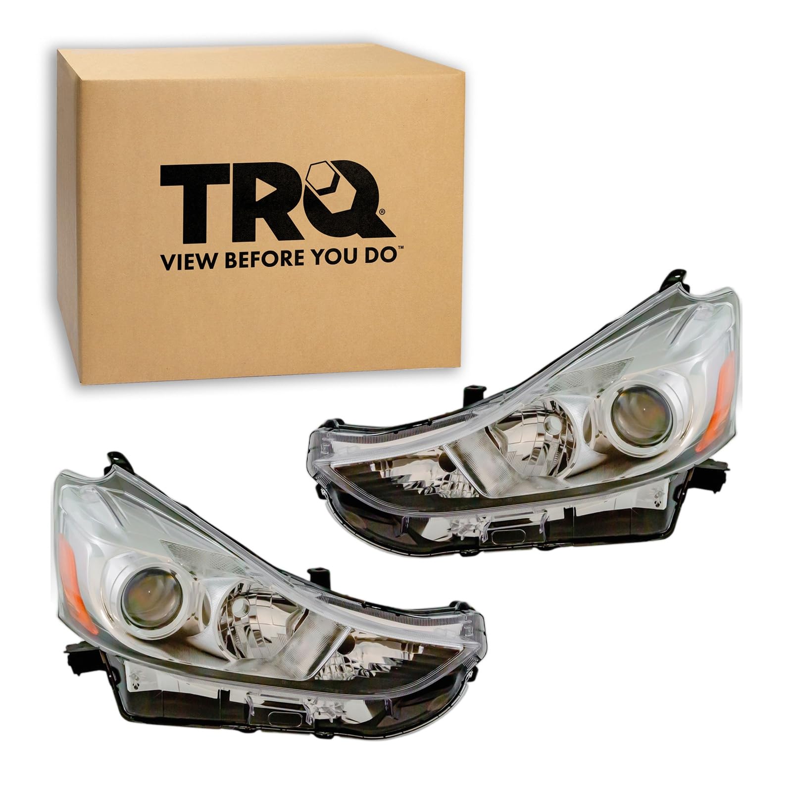 TRQ 2 Piece Headlight Assembly Set Halogen Driver &amp; Passenger Side Compatible with Toyota Prius V 2015-2017 TO2518152 TO2519152 8113047650 8117047650