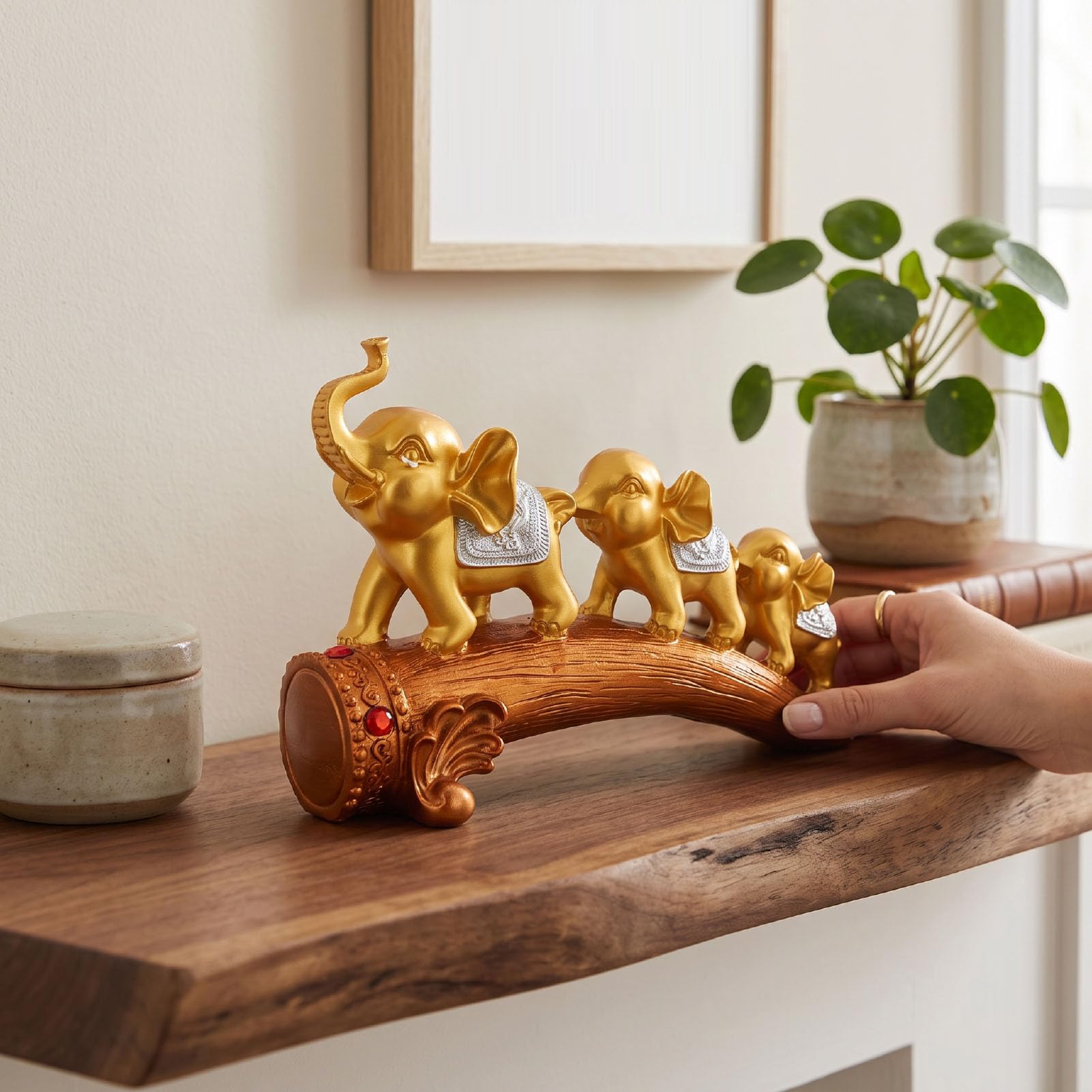 Luocute Elefanten-Ornament aus Kunstharz, 32 cm, Handgefertigte Figur