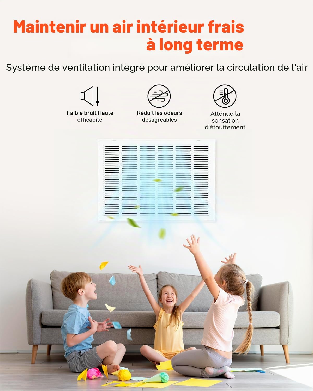 VEVOR Grille de Retour d'Air pour Ouverture de Conduit 75,5x50,5 cm, Grille de Ventilation de Retour d'Air Murale, en Acier Revêtement en Poudre, pour Amélioration de la Ventilation, Filtre Non Inclus