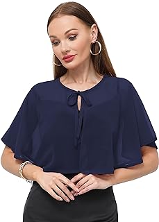 Women's Chiffon Shawl wraps Sheer Shrug Capelets for Evening Dress Wedding Cape Cover Up