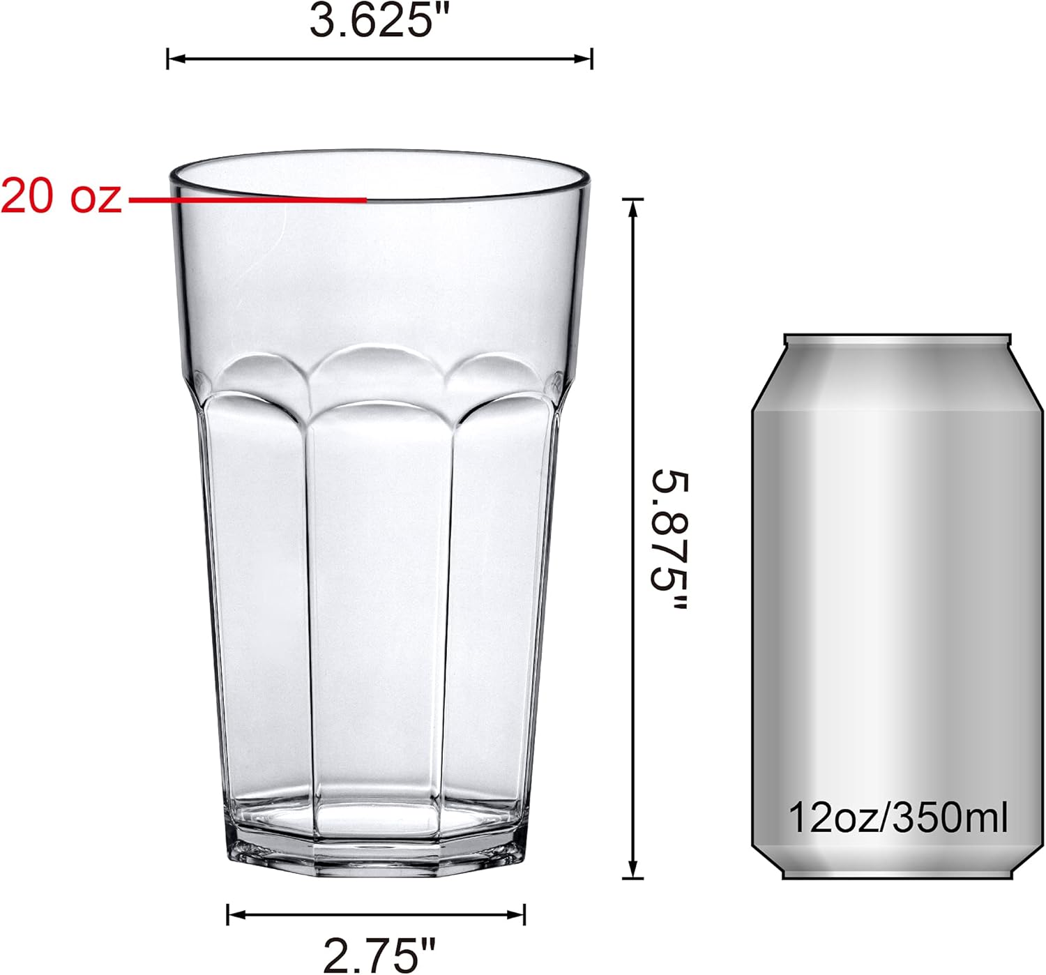 Amazing Abby - Affinity - 20-Ounce Plastic Tumblers (Set of 6), Clear Reusable Plastic Cups, Stackable, BPA-Free, Shatter-Proof, Dishwasher-Safe - Image 4