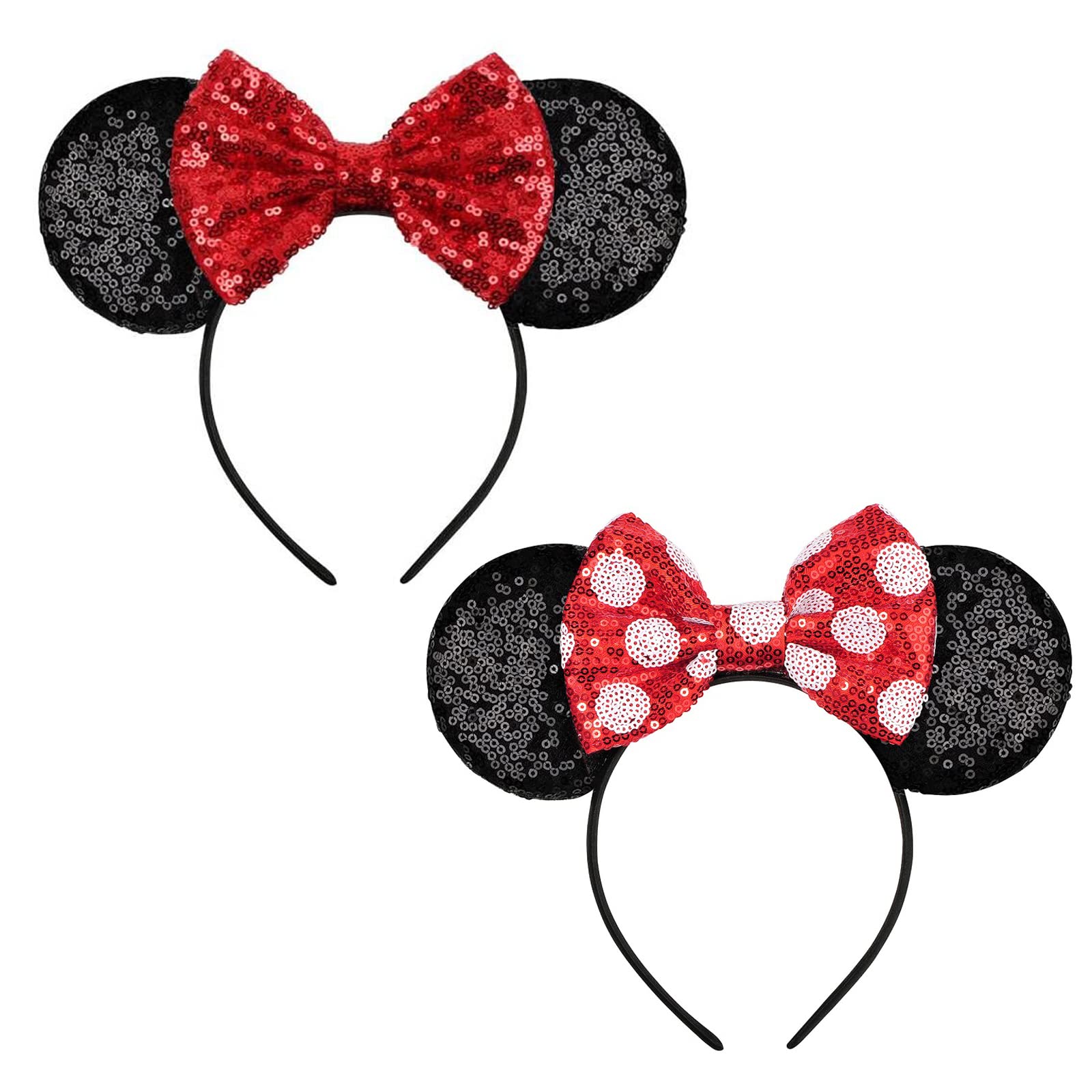 FANYITY Mouse Costume Ears,2 Pcs Mouse Ears Headbands for Girls &amp; Women Party,Size Free (HEBD+DH)