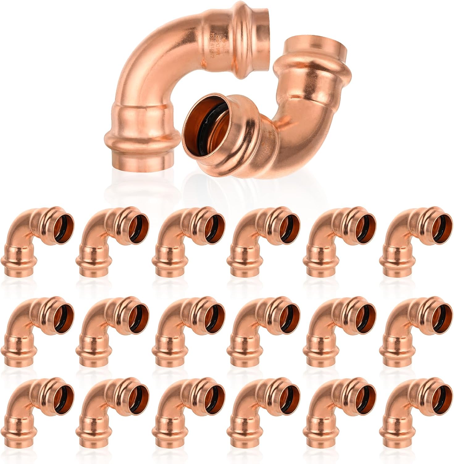 20-Pack HeSun 3/4" x 3/4" Copper Press Elbow(90 Degree), P x P Pressure Fittings for Copper Tube Connection(PRESS005-20)