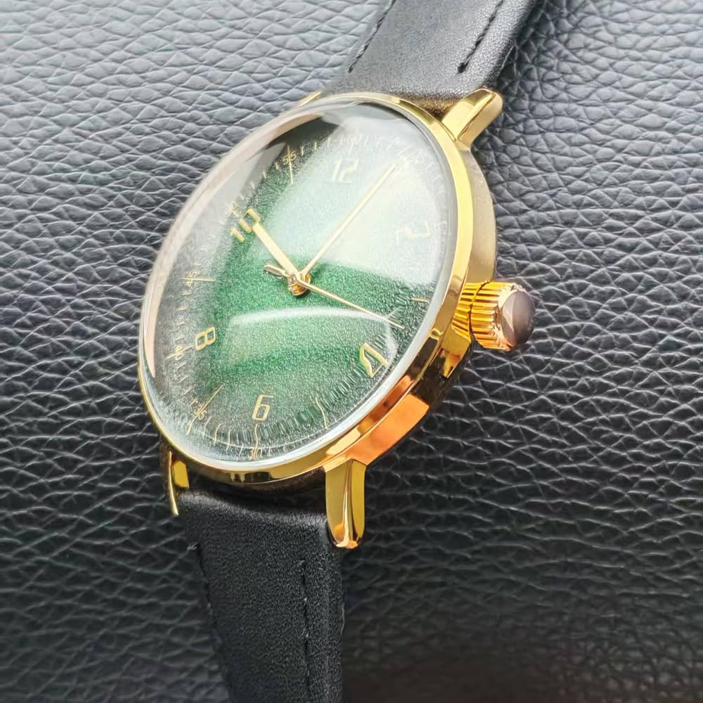 Boyarca Mechaniczny zegarek na rękę w stylu vintage z wypukłym szkłem do zegarka, swobodny i minimalistyczny ręcznie nakręcany mechaniczny zegarek dla mężczyzn i kobiet