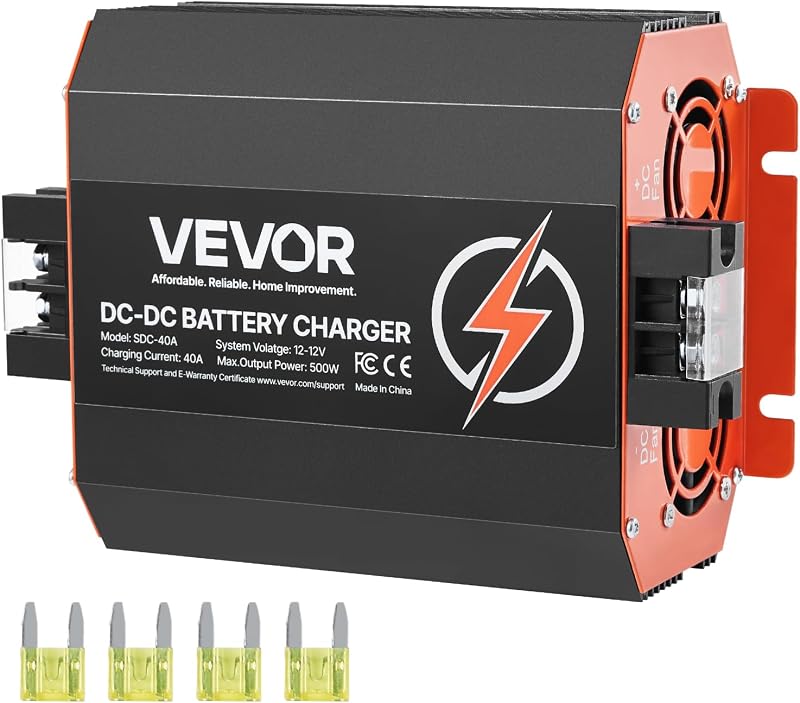 Carregador de Bateria DC-DC VEVOR 12 V 40 A 500 W para Baterias de Chumbo-Ácido e Lítio