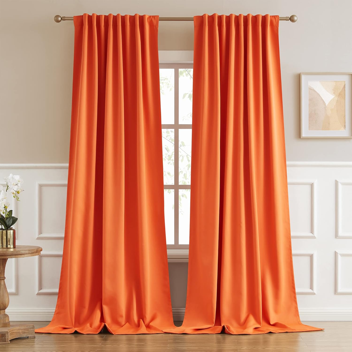 DUALIFE Blackout Long Curtain Drapes 102 Inch 2 Panels Set Back Tab Rod