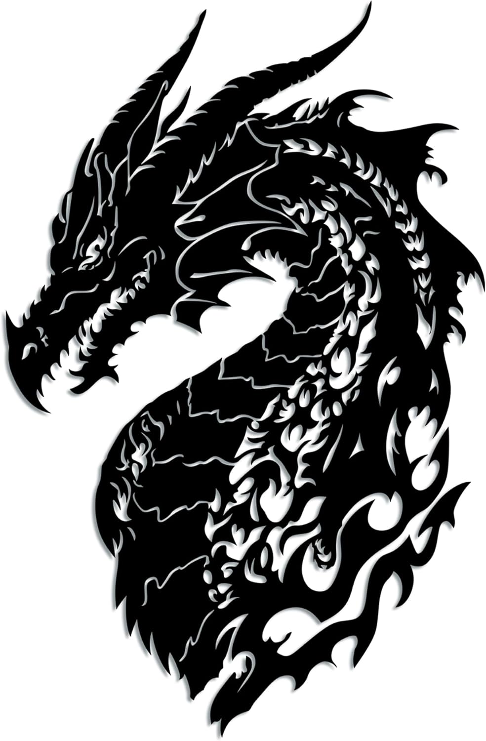 YITOBA Dragon Metal Wall Art Black Fantasy Wall Decor for Men, Metal Dragon Head Wall Mount Medieval Room Decoration for Living Room Bedroom Office Man Cave Lover Gifts (Black)