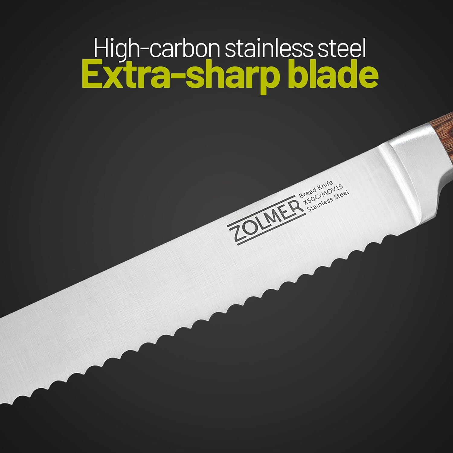 Bread Knife for Homemade Bread – 7.8" Serrated German Steel Blade with Wood Handle – Razor Sharp Sourdough Knife for Clean, Effortless Slicing