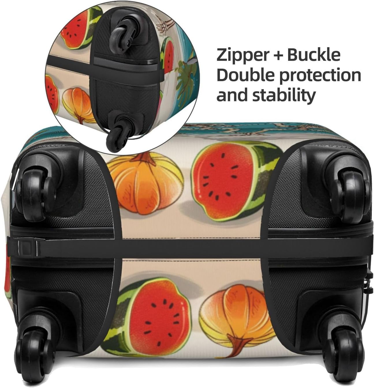Luggage Suitcase COVER Halloween Skull Summer Beach Travel, Washable Suitcase COVERS Elastic, S - Fits 18-21 inch (No Suitcase)