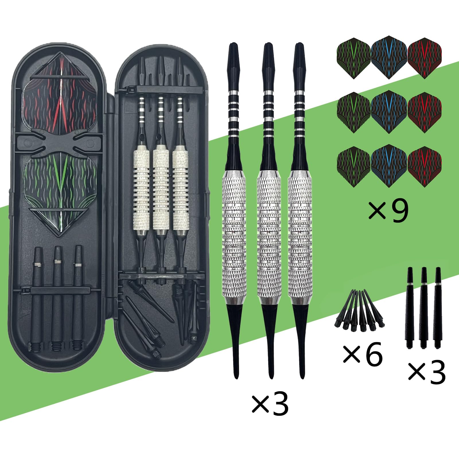 Set 6 Fléchettes Pointe Plastique 16g + 30 Pointes Souples - Pour Cible Électronique - Jeu De Fléchettes Pro Adulte