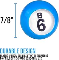 Vista 5 de Regal Bingo - Juego de bingo profesional con jaula de rueda de 11 pulgadas, 75 bolas de bingo, tablero maestro, 18 tarjetas de bingo y 25 tarjetas