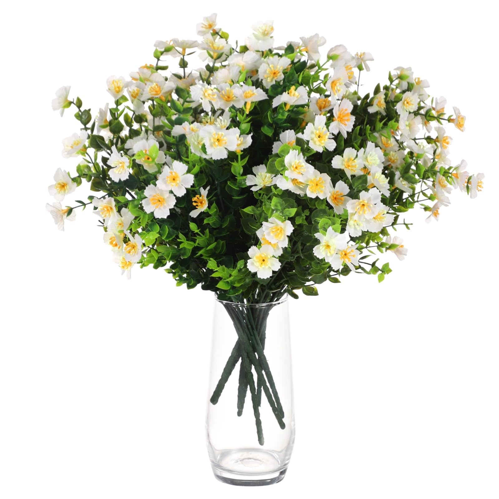 Generisch Künstliche Blumen für draußen, 12 Bündel weiße Kunstblumen zur Wohnraumdekoration, Kunstpflanzen für Garten, Balkon, Fensterbank und Außenbereich, ohne Pflegeaufwand, natürlicher Look