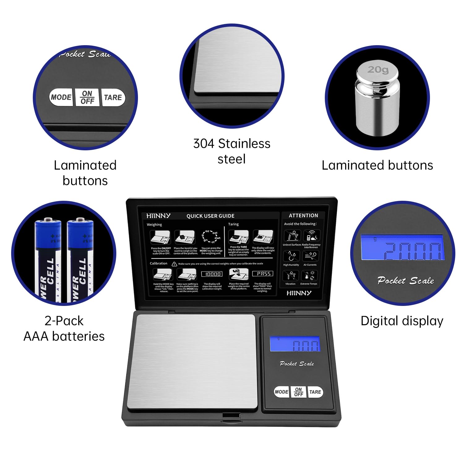 Báscula digital de bolsillo de 7.05 oz/0.00 oz, báscula pequeña de alta precisión para joyería, mini, hierba, moneda, oro, comida de viaje portátil, gramo y onzas, con peso de calibración de 6