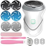 Foot File Rechargeable Electric Callus Remover for Foot Scrubber, Dead Skin Removal for Feet with Dander Vacuum, Foot Exfoliator Sander for Dry Skin, 3 Grinding Heads 2 Speed Pedicure Tools Kit