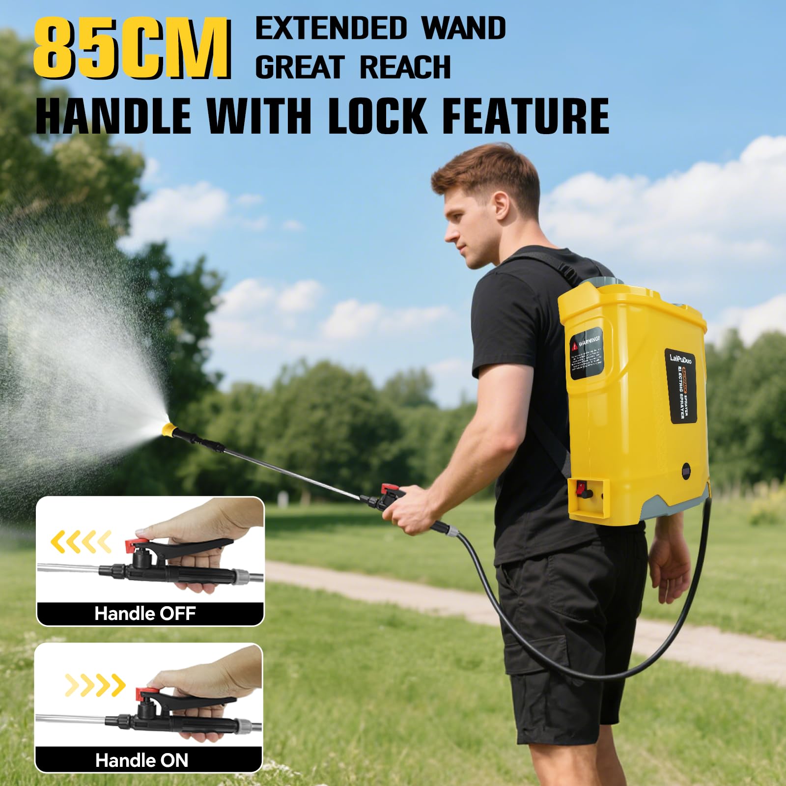 Akku-Rückenspritze 20L, 100 PSI Druckspritze, kompatibel mit Dewalt 20V, Rückenspritze mit 4 Düsen, 5,3 Gallonen für Garten, Sprühen und Reinigen (ohne Akku)