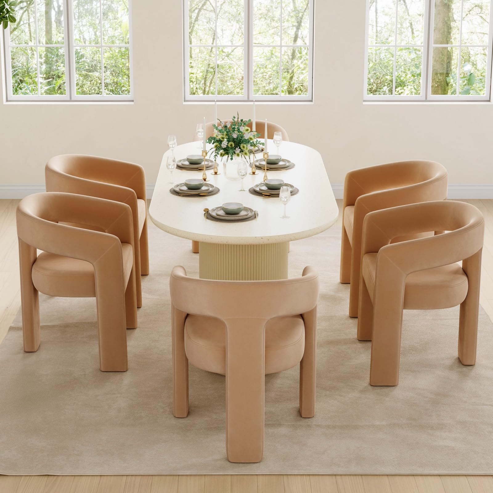 BESTANO Modern Velvet Dining Chairs Set of 6