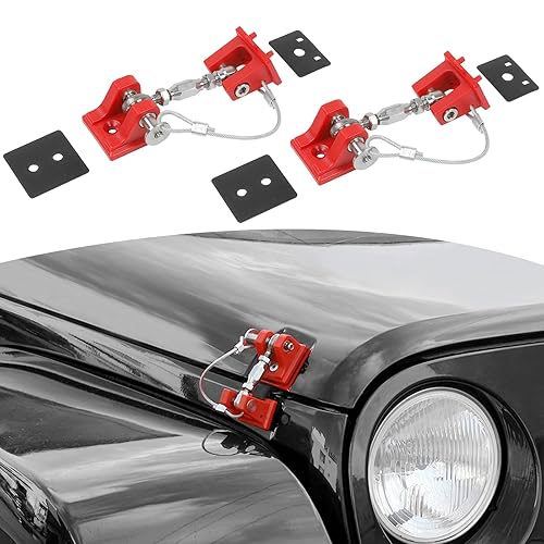 RT-TCZ Kit de pestillos de capó para Jeep JK compatible con Jeep Wrangler JK JKU 2007-2017, accesorios exteriores rojos, 2 piezas (Vintage)
