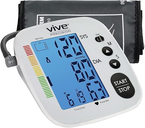 Monitor de presión arterial por Vive Precision manguito de brazo superior digital automático preciso portátil y uso ideal en casa medidor Monitor de presión arterial por Vive Precision manguito de brazo superior digital automático preciso portátil y uso ideal en casa medidor