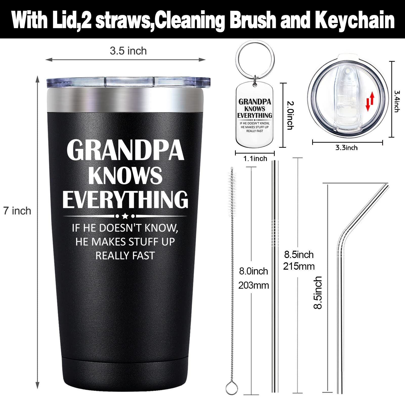 SANDJEST Bicchiere da caffè isolato da 590 ml, in acciaio inox, da