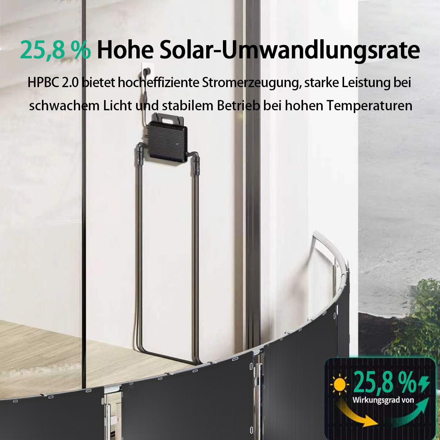 Solarpanel Flexibel, 460W Solarpanel Camping, 230W x2 Komplett Schwarze Solarmodul, Geeignet für Balkonkraftwerk, Verwenden Sie spezielle Anti-Riss-Materialien, Bis zu 300° Biegung, Wasserdicht IP67