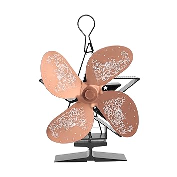 Fireplace Fan, Santa Claus Pattern Eco Friendly 4 Blades Heat Powered Stove Fan Saving Fuel Bimetallic Safety Device Aluminum Alloy Heat Powered Fan for Wood Log Burner Fireplace(Bronze)