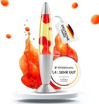 Lavalampe (rot) | Rote Wachslampe | Originell und handliche Tischlampe mit 1,7 m Kabel & Ersatzleuchtmittel | Retro-Design