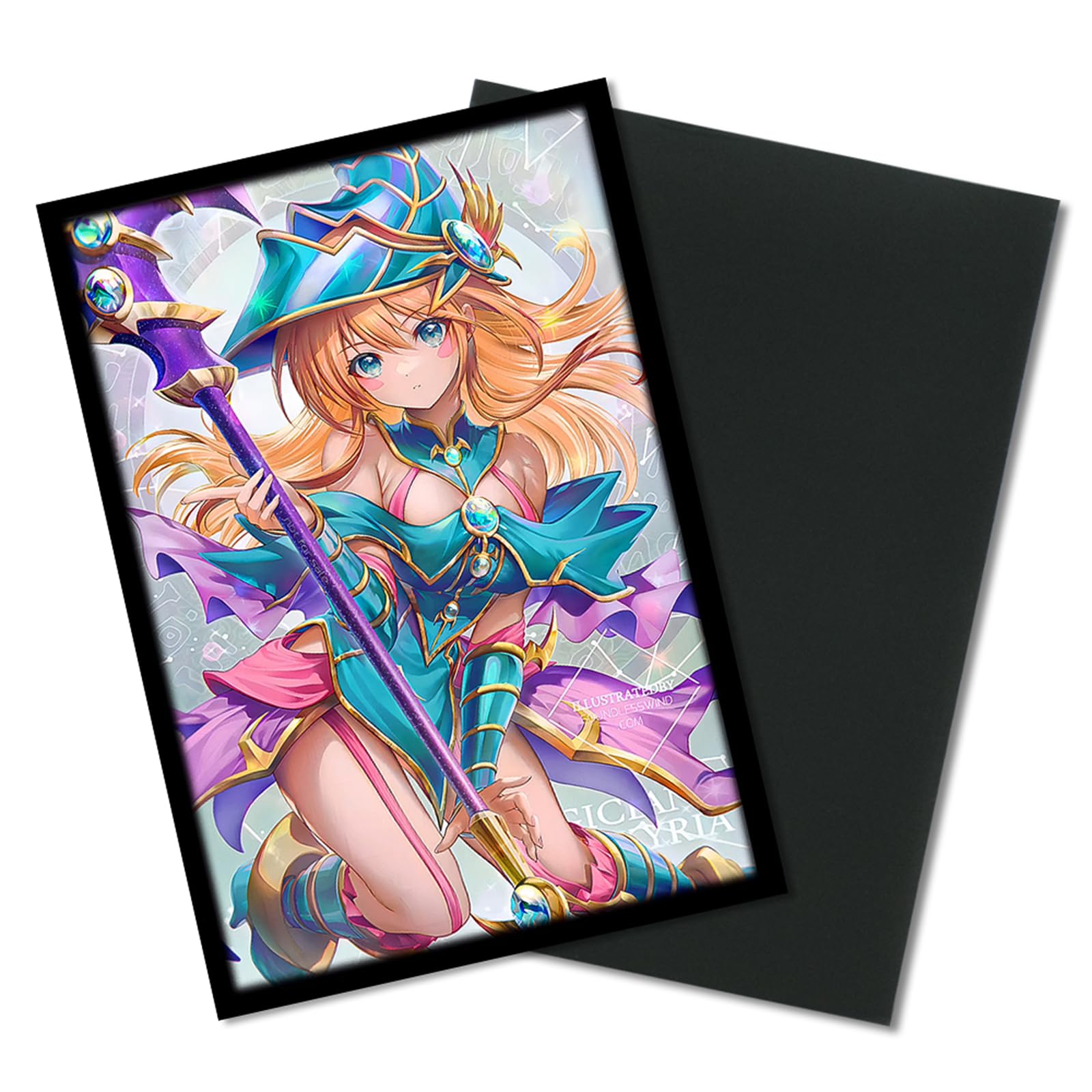 Anime Card Sleeves 50 PCS 63 X 90 mm Holographic Trading Card Sleeves in Japanese Size Protective Card Sleeves for YGO
