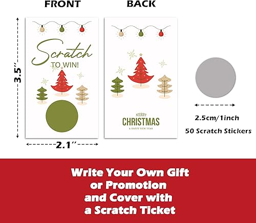 Miniatura 2 de Tarjetas de Navidad para raspar (paquete de 50) juegos de rascar para fiestas de Navidad para eventos de vacaciones, grupos, niños, juego de fiesta