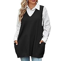 Niwicee Maglione Gilet Donna Scollo a V Pullover Maglione Senza Maniche,Autunnale