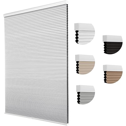 MYshade Cordless Cellular Window Shades No Tools No Drill Blackout Blinds for Indoor Windows Size 26" Wide X 64" Height White Room Darkening Window Blinds for Bedroom, Bathroom, Kitchen, Living Room