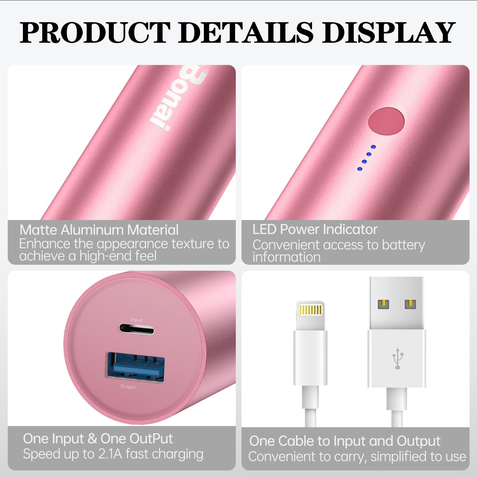 ※kaCASETiFY POWER BANK 5000mAh Amazon.com: BONAI Portable Charge Power Bank 5000mAh