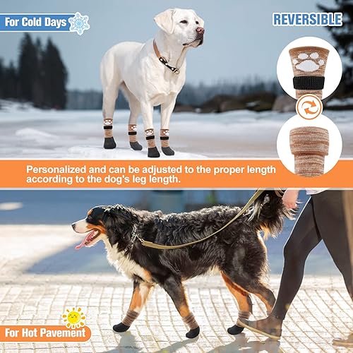 Miniatura 6 de BEAUTYZOO Calcetines Antideslizantes para Perros, Botas para Perros para Pavimento CalienteFrío, Nieve, Lluvia, Botines de Perro Impermeables con