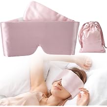 Silk Sleep Eye Mask - Women Men 100% Mulberry Blackout Blindfold Adjustable Sleeping Masks Pink