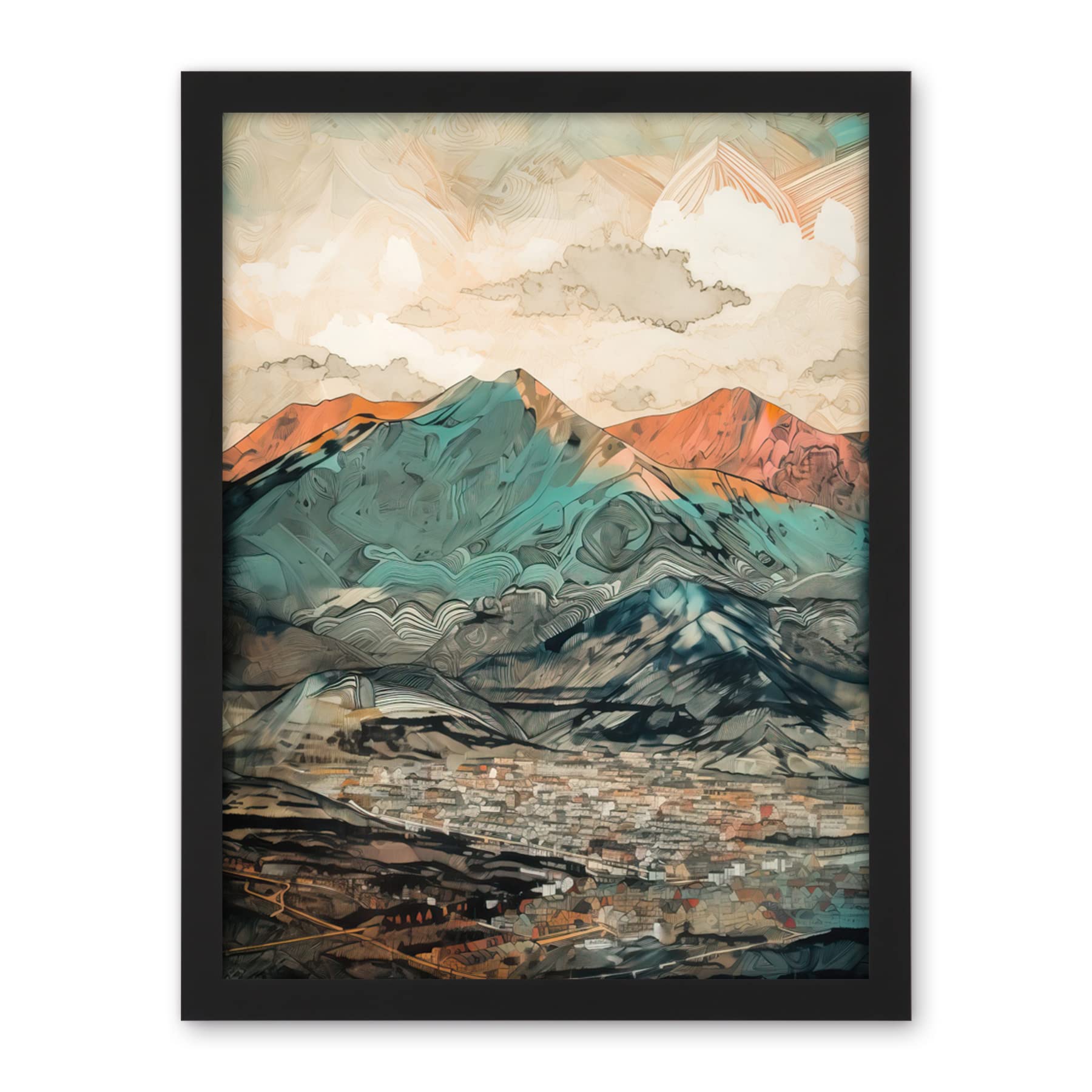 Artery8 Sunrise in Lienz Austria City Under Mountain Range Artwork Framed Wall Art Print 18X24 Inch