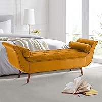 Vista 22 de Banco de almacenamiento al final de la cama para dormitorio, banco de almacenamiento de terciopelo tamaño King de 65" con 2 almohadas, banco sofá