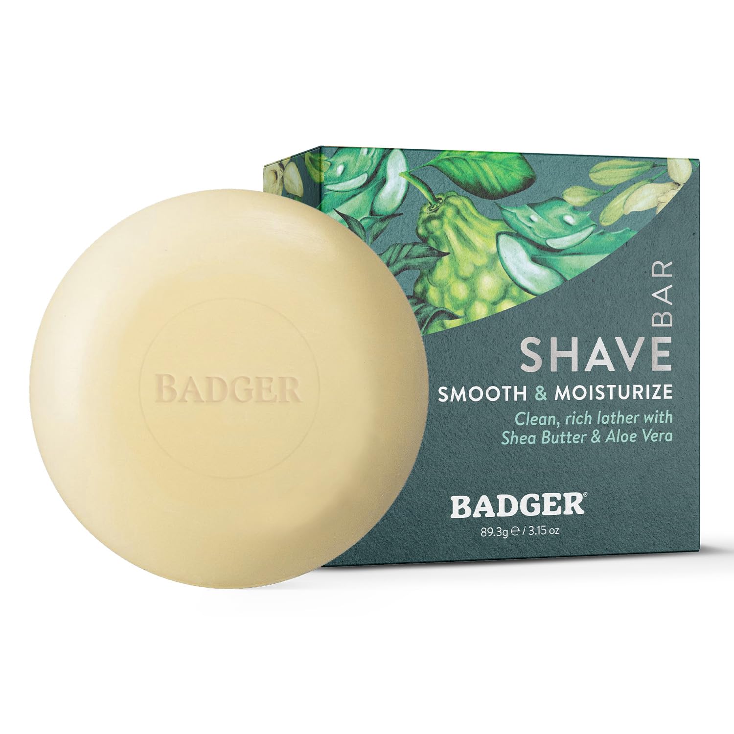 Badger Shaving Soap Puck Organic Moisturizing Shave Soap Bar Rich Lasting Lather Light Natural Scent Plastic Free Vegan