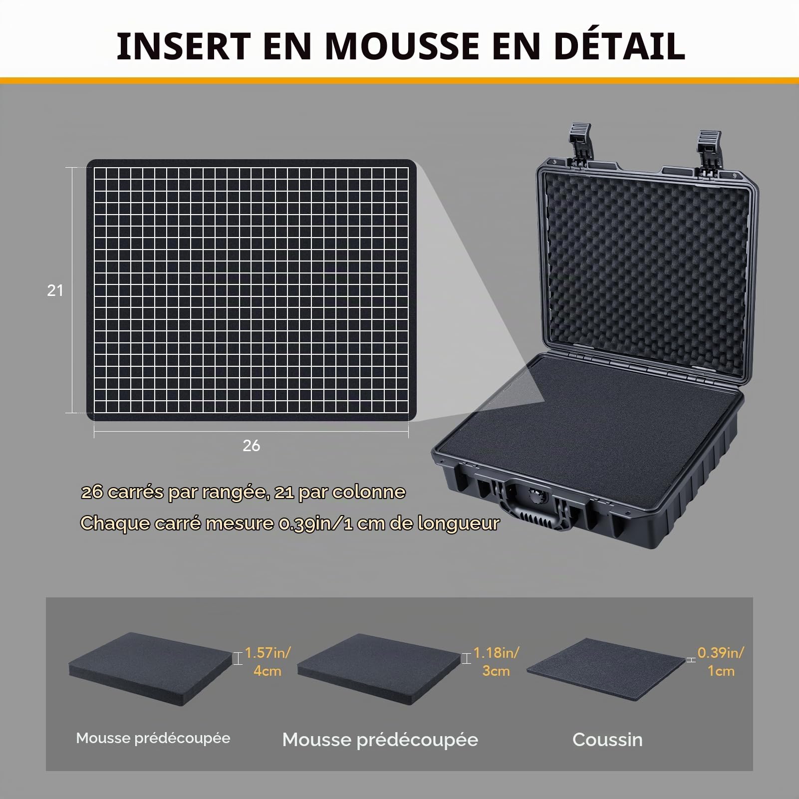 Lykus HC-4010 Étui Étanche avec Mousse, Taille Intérieure 39x31.5x10.1cm | IP67 Étanche, Mousse Personnalisable, Convient aux Appareils Photo, Objectifs, Équipements et Plus