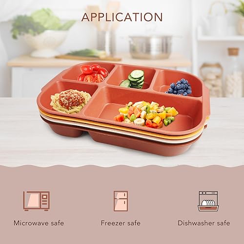 Miniatura 10 de greenandlife Platos divididos grandes irrompibles de 12 pulgadas (4 unidades) para niños y adultos, platos aptos para lavavajillas y microondas,